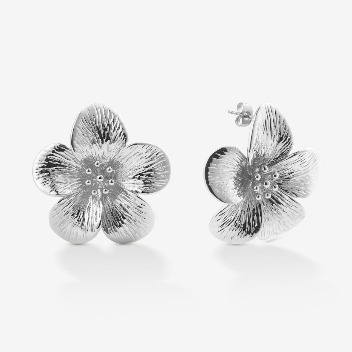 LARGE FLOWER EARRINGS Silver