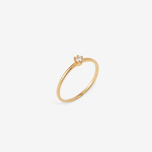 ROUND THIN SOLITAIRE RING Gold