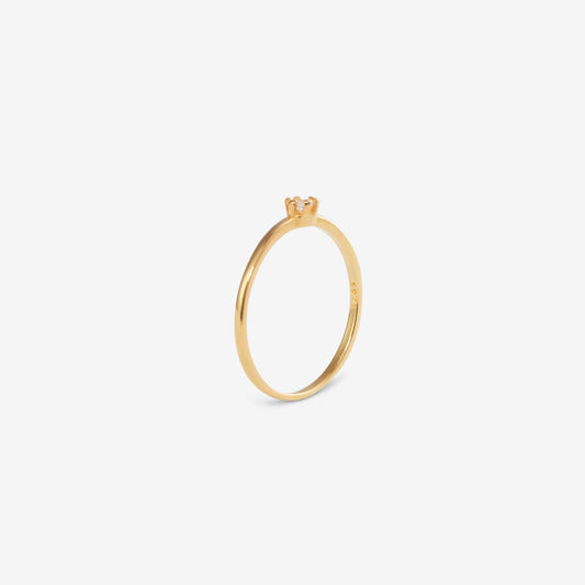 ROUND THIN SOLITAIRE RING Gold