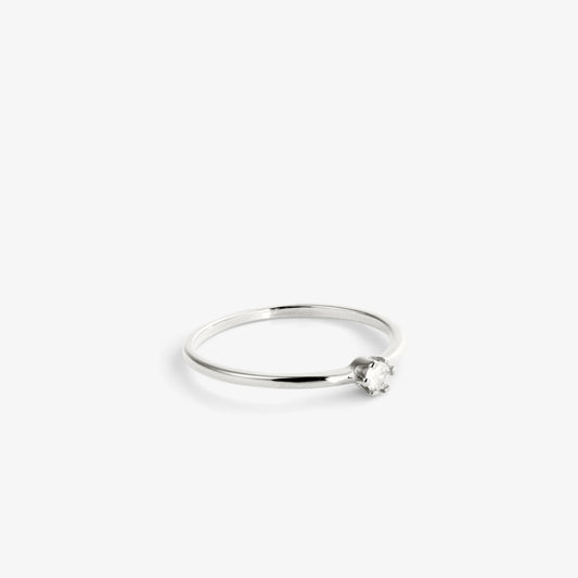 ROUND THIN SOLITAIRE RING Silver