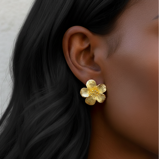 MIDI FLOWER EARRINGS Gold