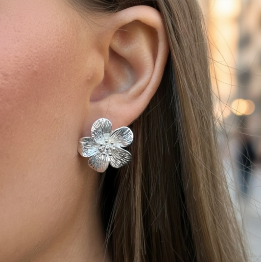 MIDI FLOWER EARRINGS Silver