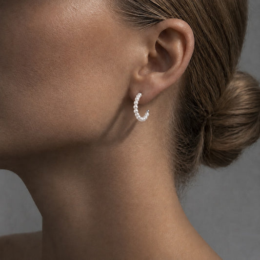 MULTI PEARL HOOPS Silver