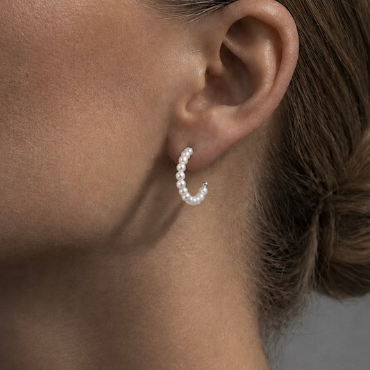 MULTI PEARL HOOPS Silver
