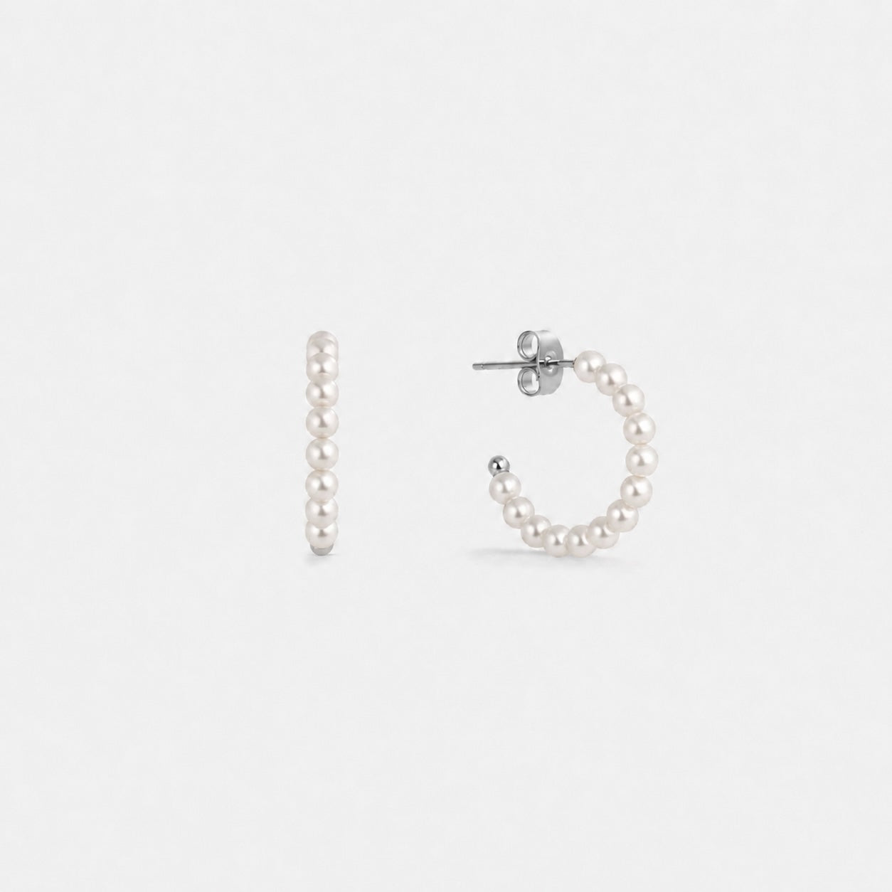 MULTI PEARL HOOPS Silver