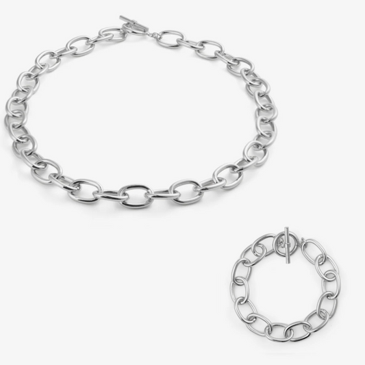 OVAL LINK SET Silver