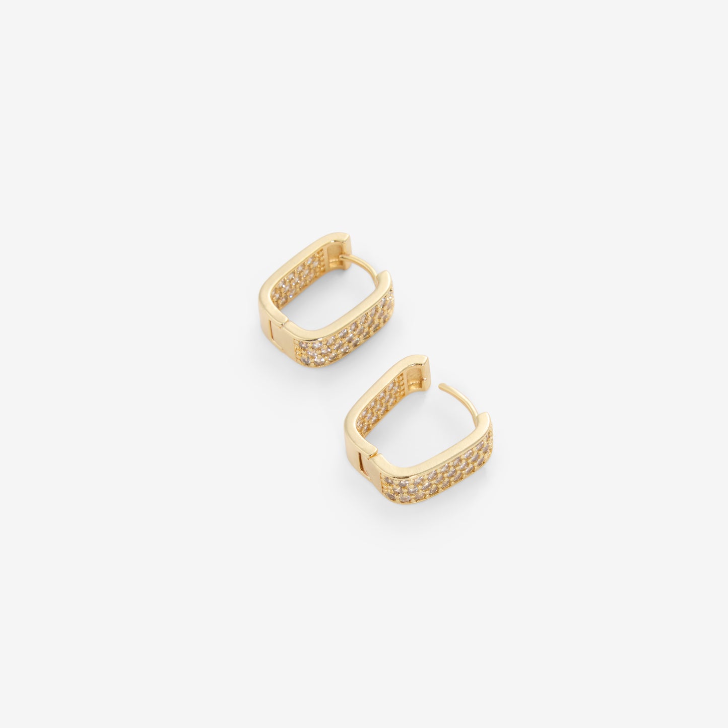 SQUARE PAVÉ HOOPS Gold