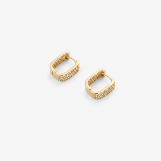 SQUARE PAVÉ HOOPS Gold