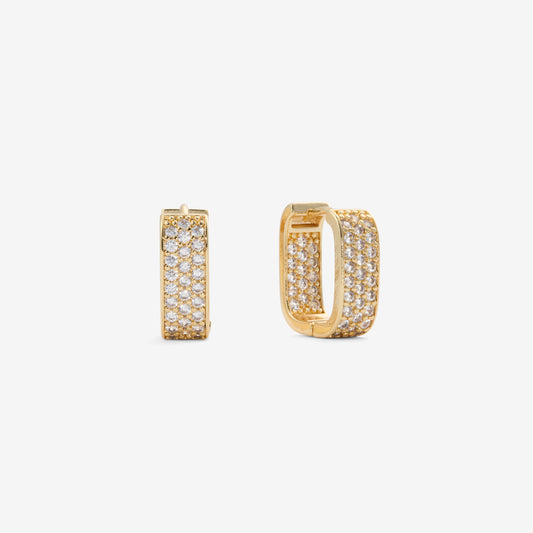 SQUARE PAVÉ HOOPS Gold