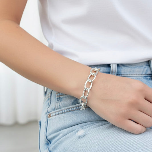OVAL LINK BRACELET Silver