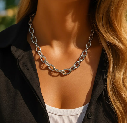 OVAL LINK NECKLACE Silver
