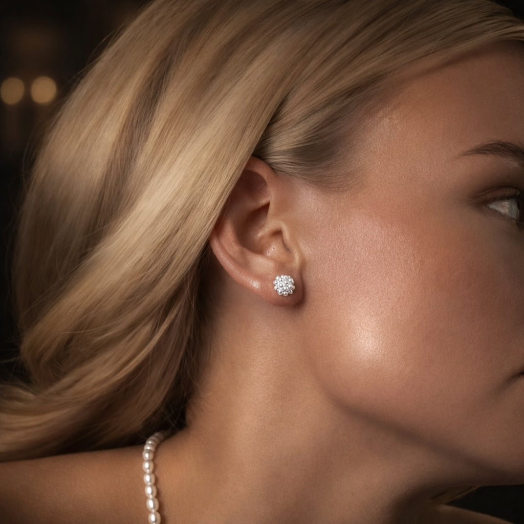 PEARL FLOWER STUDS EARRINGS Silver