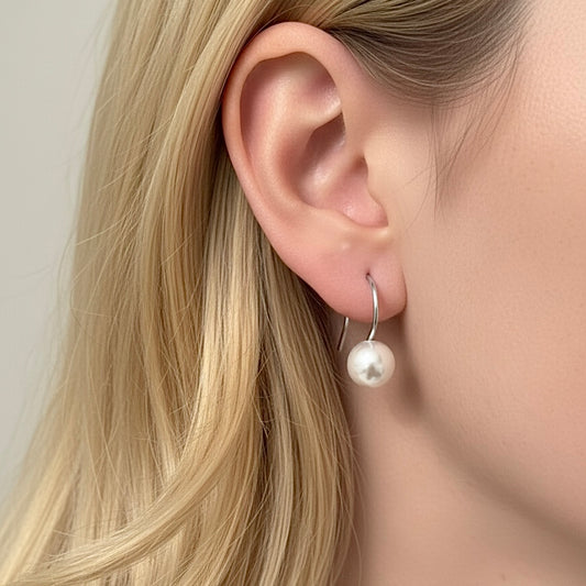 PEARL HOOK EARRINGS Silver