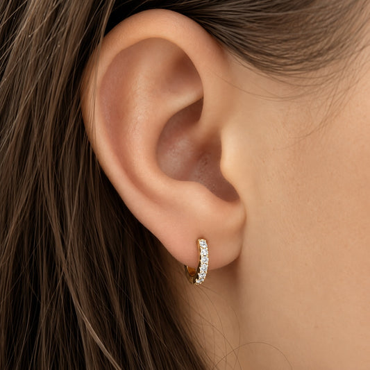 STONE MINI HOOPS Gold