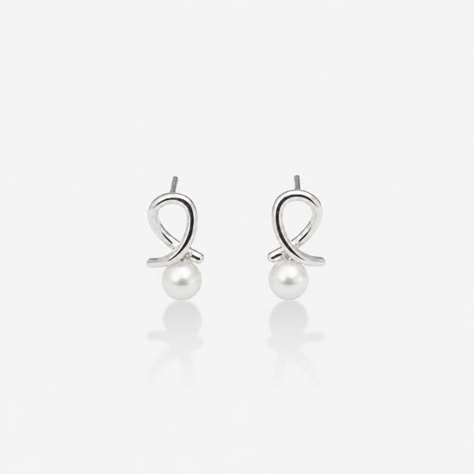 KNOT PEARL STUDS Silver