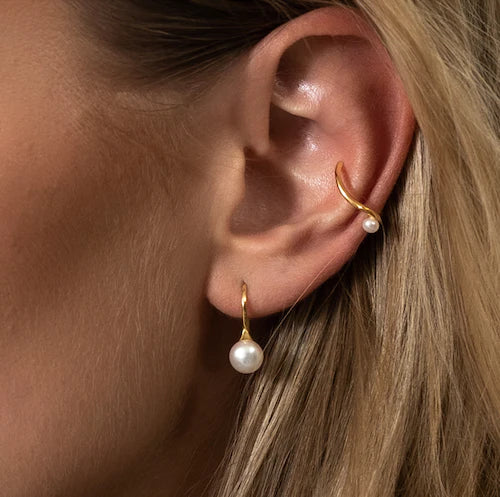 PEARL HOOK EARRING Silver 925 Sterling Silver 18k gold BYBORN