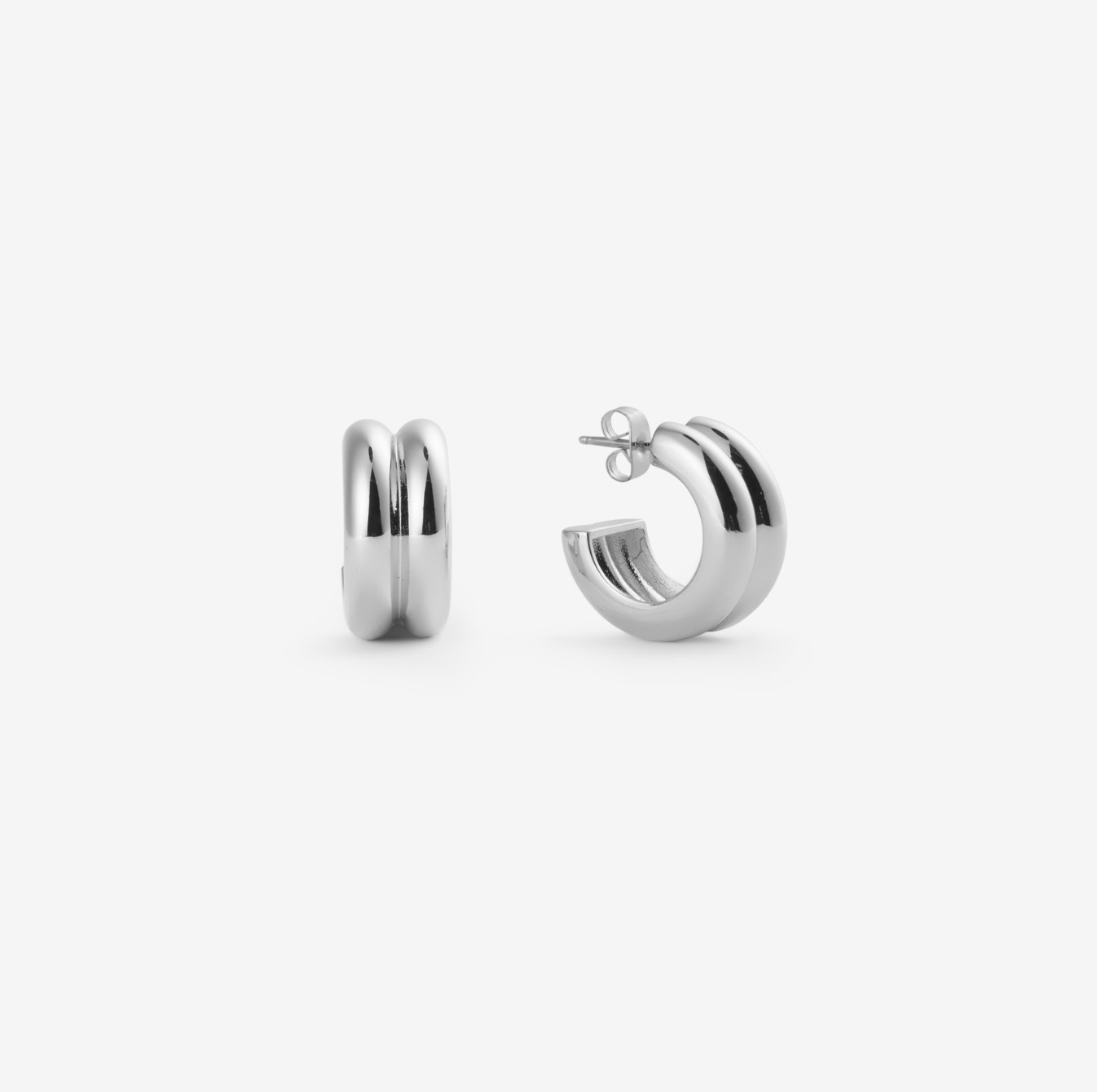 DOUBLE  HOOPS EARRINGS Silver