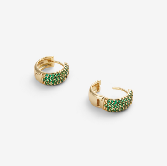 GREEN PAVÉ EARRINGS Gold