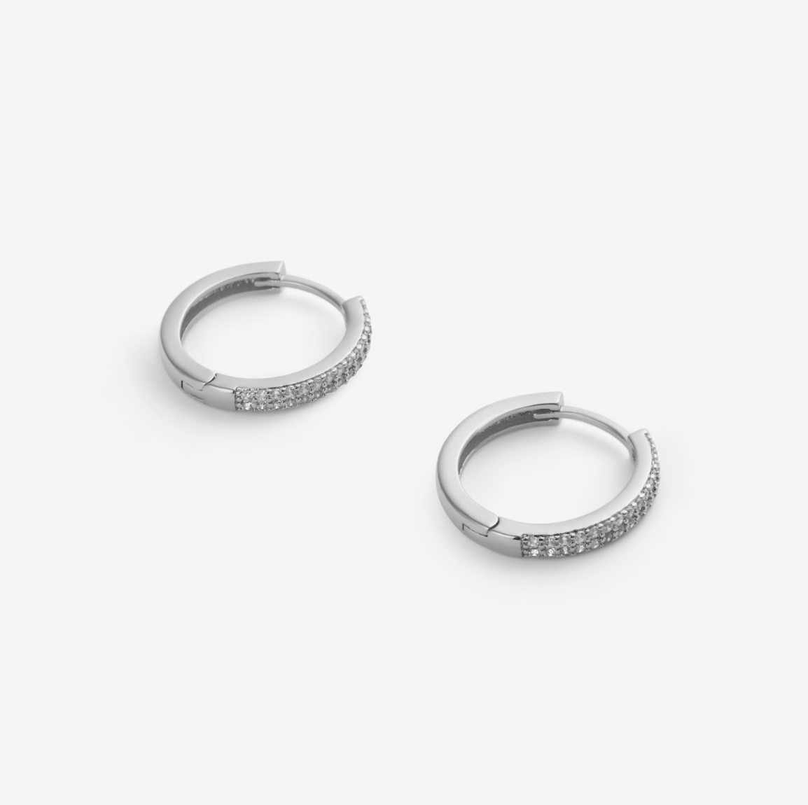 CLASSIC STONE HOOPS Silver 