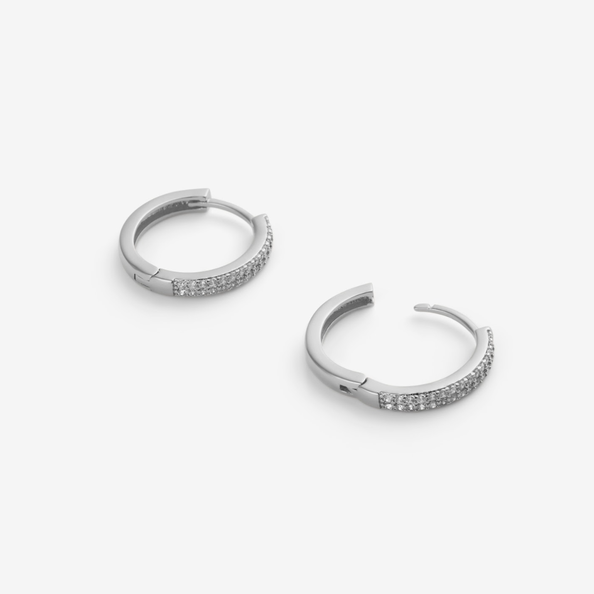 CLASSIC STONE HOOPS Silver 