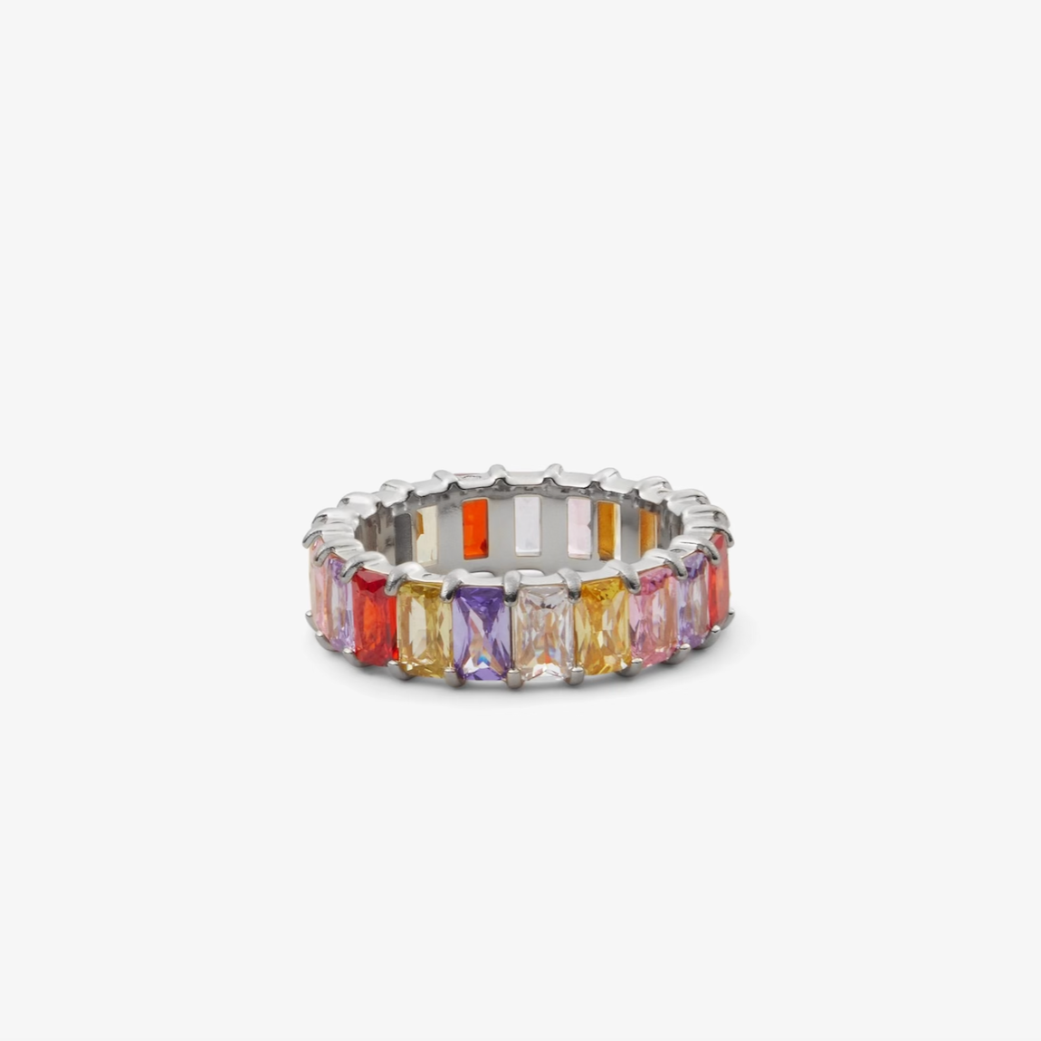 MULTICOLOUR GEMSTONE RING Silver