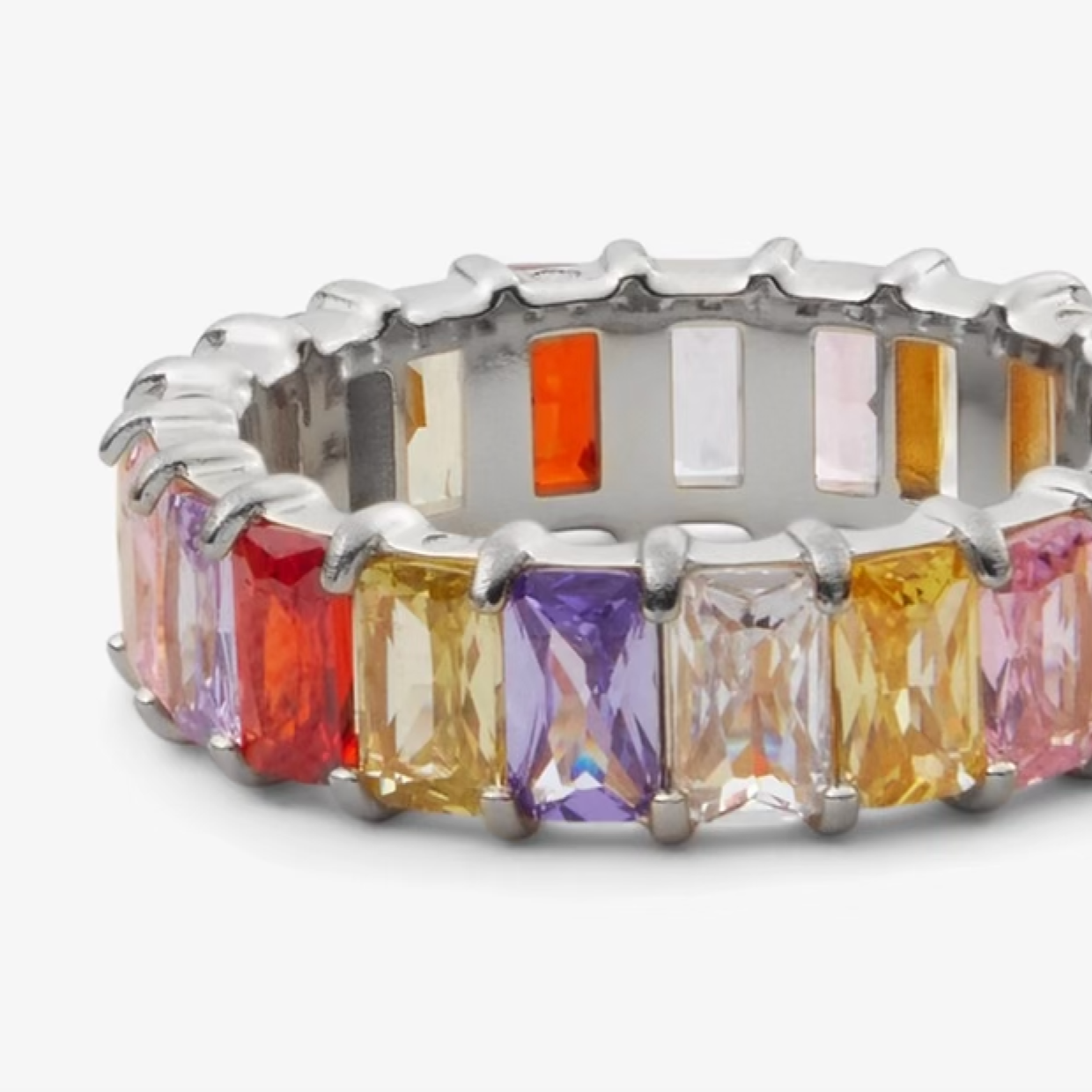 MULTICOLOUR GEMSTONE RING Silver