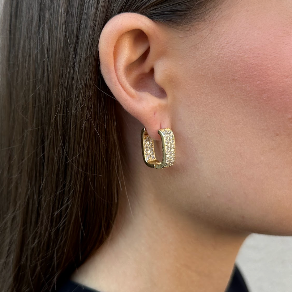 SQUARE PAVÉ HOOPS Gold