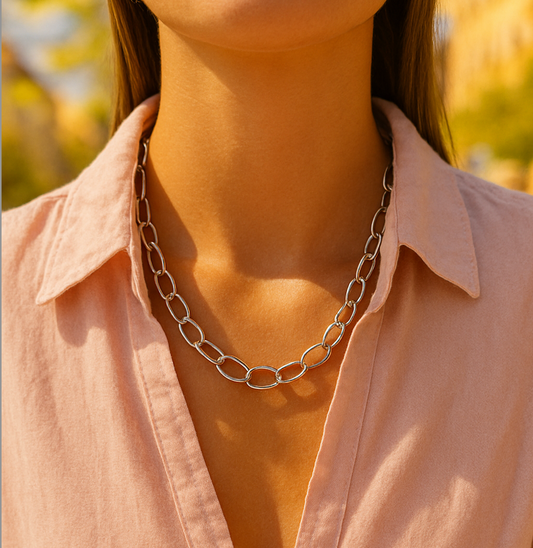 OVAL LINK NECKLACE Silver