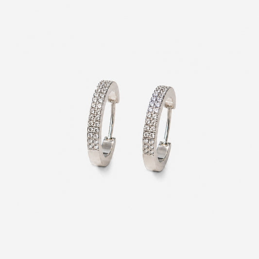 CLASSIC STONE HOOPS EARRINGS silver