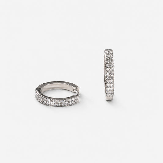 CLASSIC STONE HOOPS EARRINGS silver