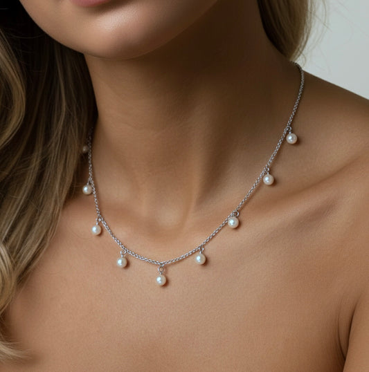 THIN PEARL NECKLACE Silver