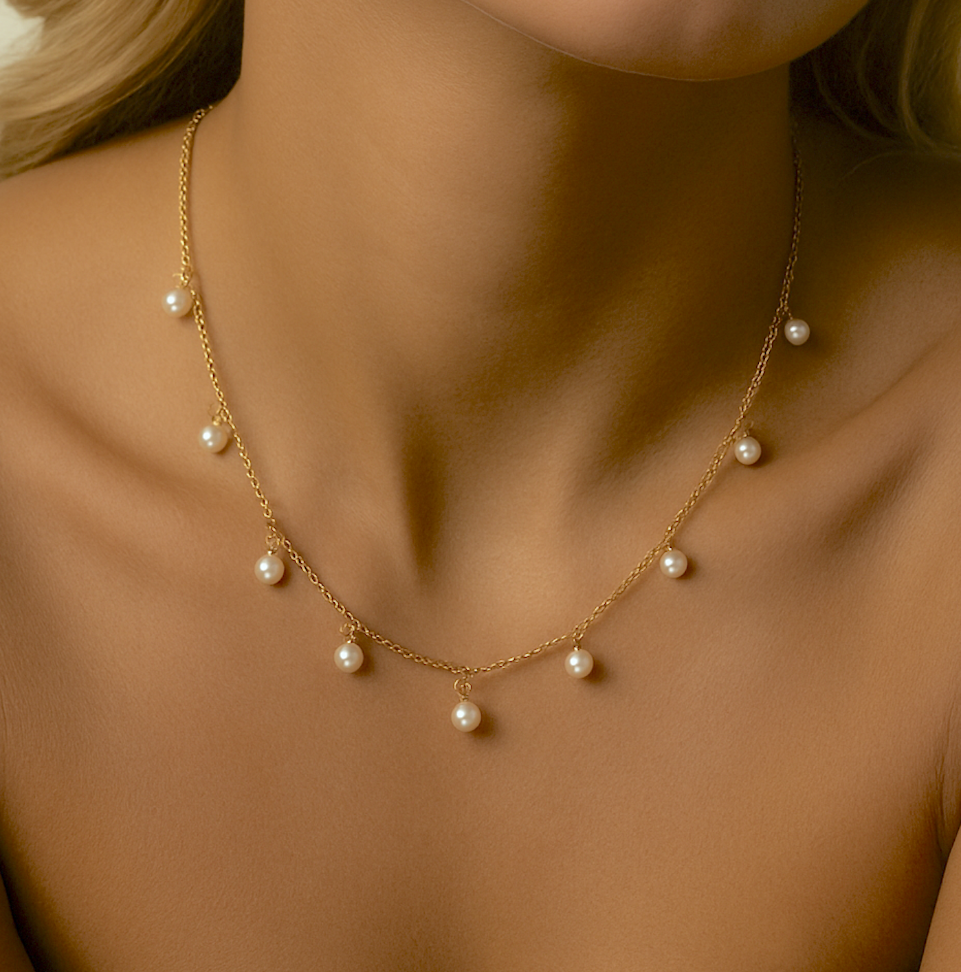 THIN PEARL NECKLACE Gold