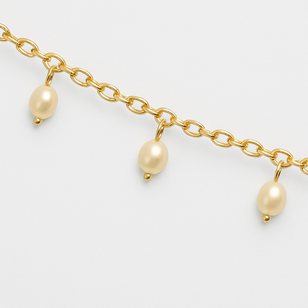 THIN PEARL NECKLACE Gold