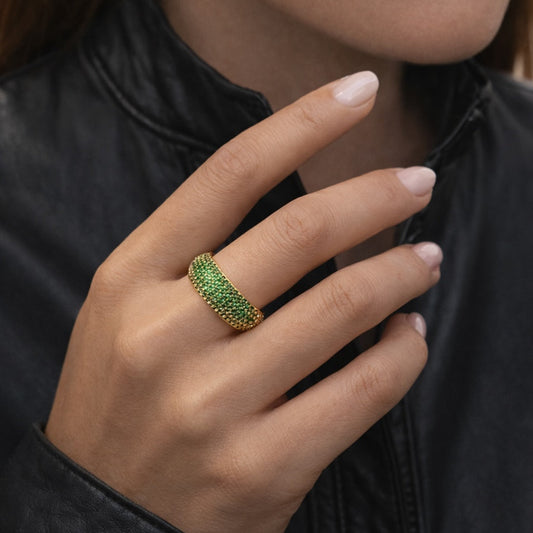 GREEN PAVÉ RING Gold