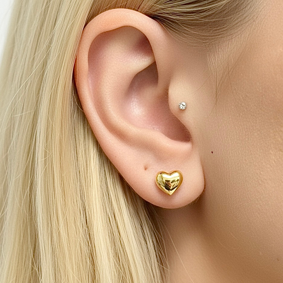 HEART STUD EARRINGS Gold