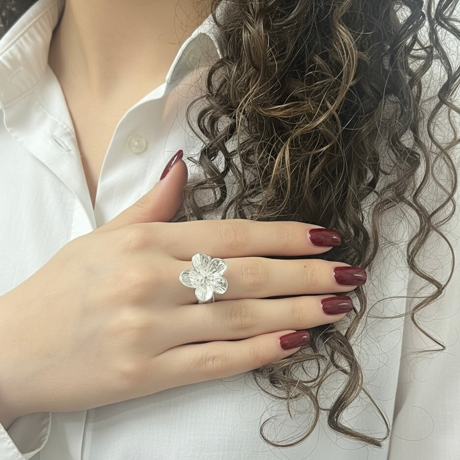 MIDI FLOWER RING Silver