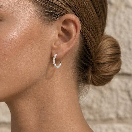 MULTI PEARL HOOPS Silver