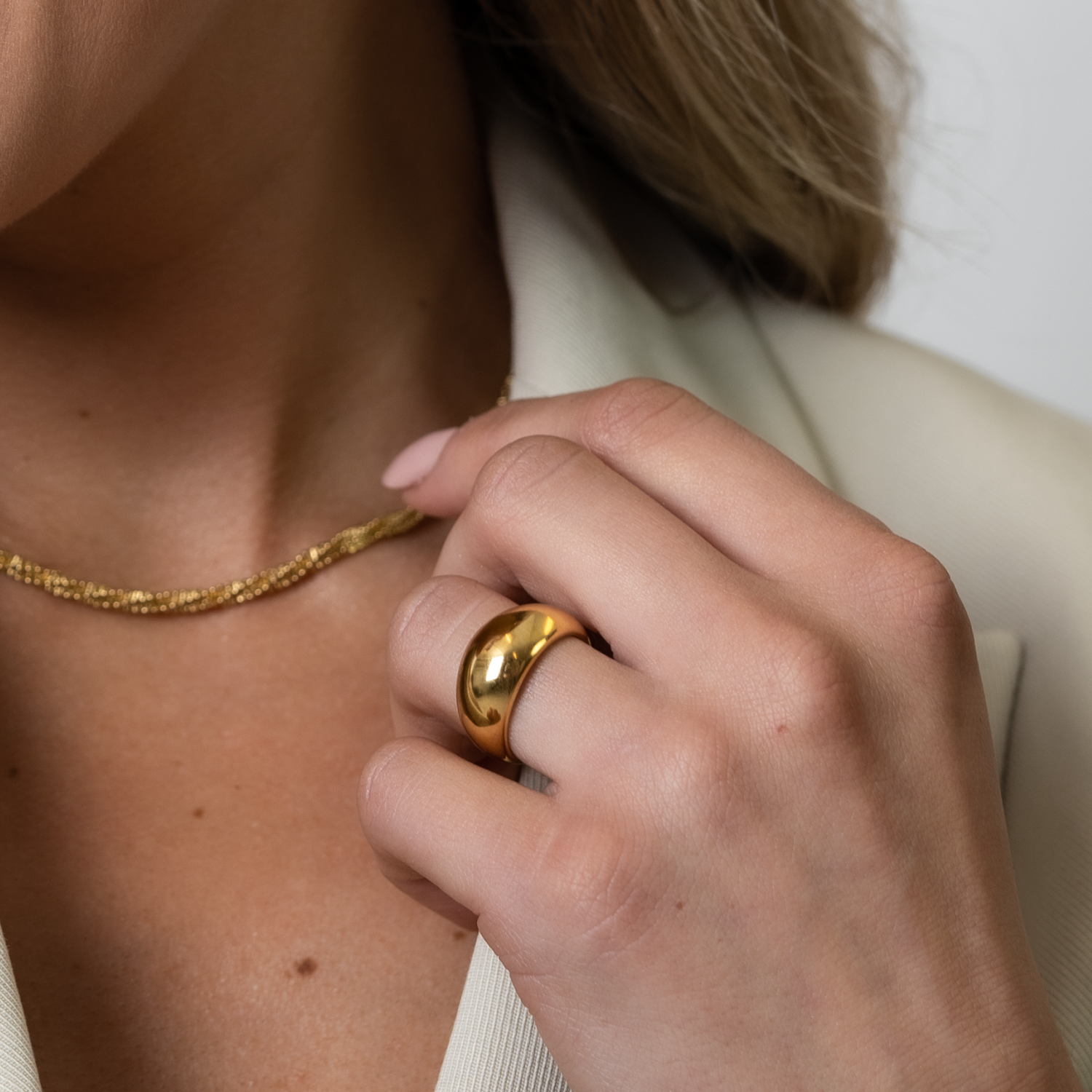 Gold plated chunky discount ring